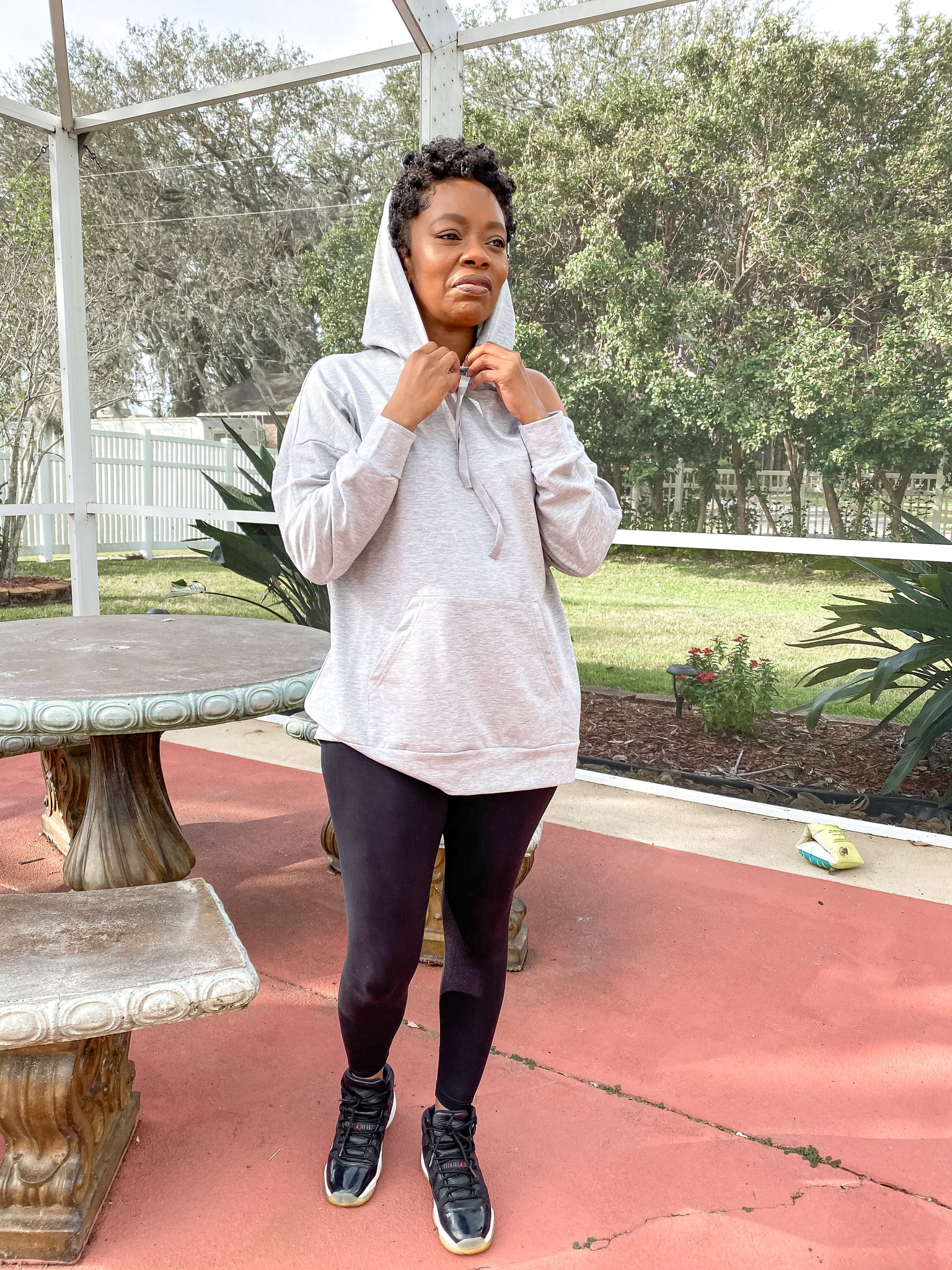 Cold shoulder sales hoodie plus size