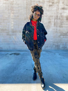 Boyfriend Oversized Denim Jacket- Charcoal Gray - So Underdressed