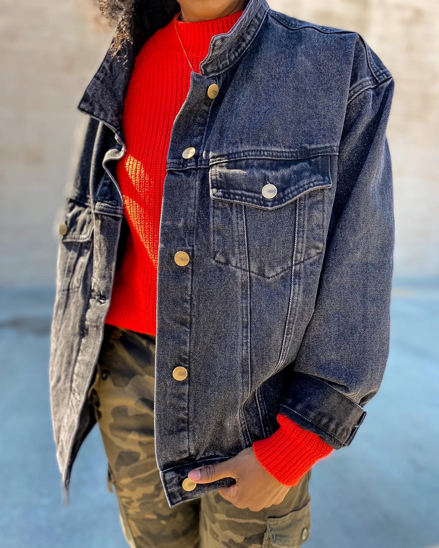 Boyfriend Oversized Denim Jacket- Charcoal Gray – So Underdressed