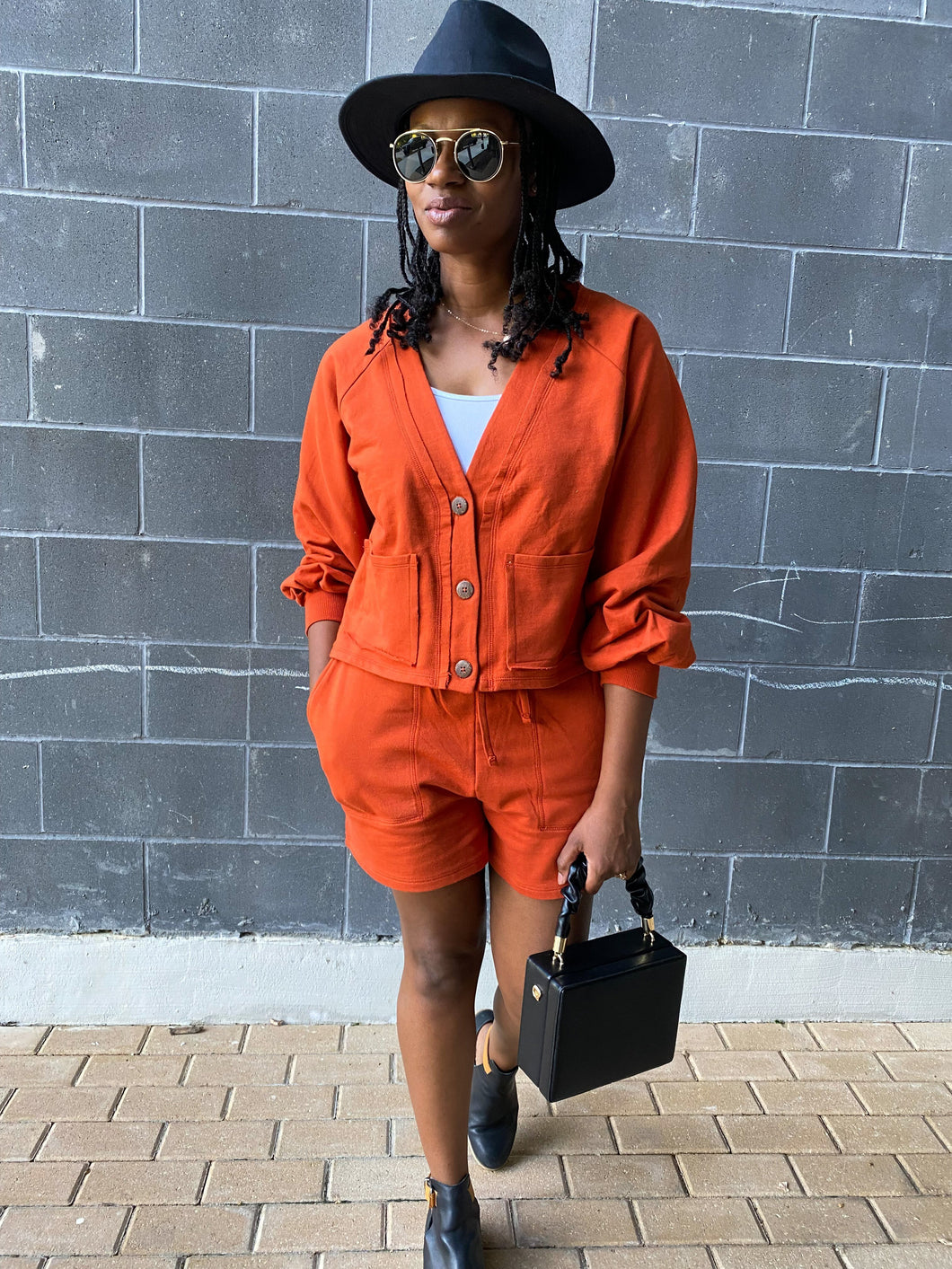 Cardigan and Shorts Set- Copper - So Underdressed