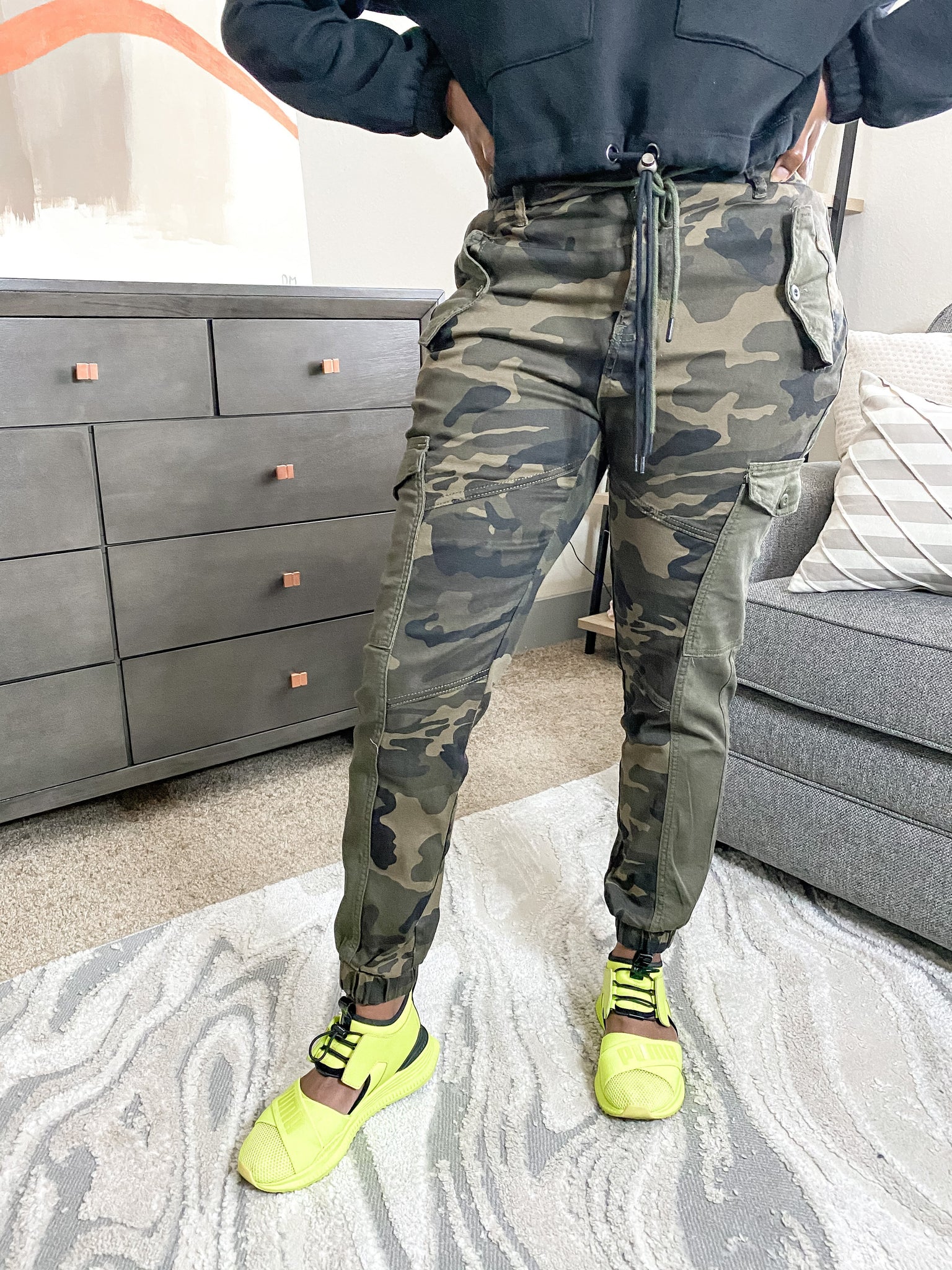 Color block camo store pants