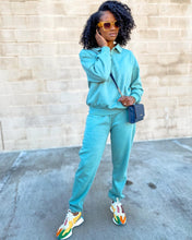 Load image into Gallery viewer, Polo Sweatshirt and Relaxed Fit Joggers- Sage - So Underdressed

