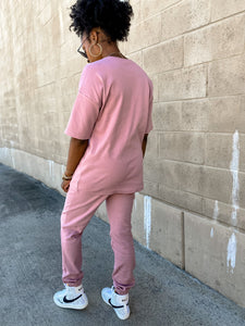 Short Sleeve Top and Jogger Set- Lt Rose (Available in Plus) - So Underdressed