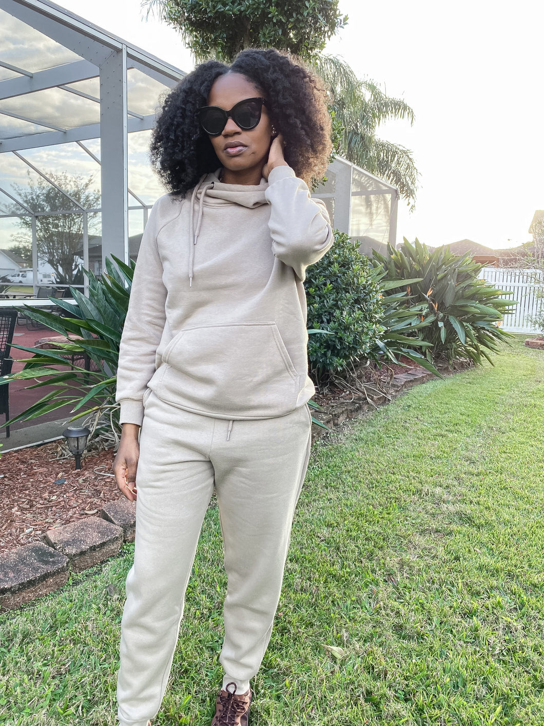 Side Tie Hoodie Sweat Set- Ash Mocha - So Underdressed