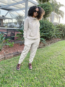 Side Tie Hoodie Sweat Set- Ash Mocha - So Underdressed