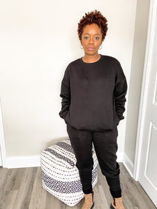 The Pocket Crew Neck Sweat Set-Black - So Underdressed