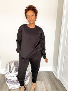 The Pocket Crew Neck Sweat Set-Black - So Underdressed