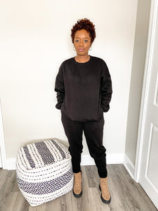 The Pocket Crew Neck Sweat Set-Black - So Underdressed