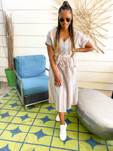Vacation Ready Striped Button Down Dress - So Underdressed